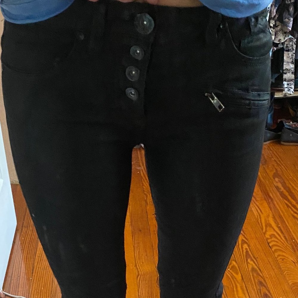 Free People size 24 Black Lace-up side jeans
